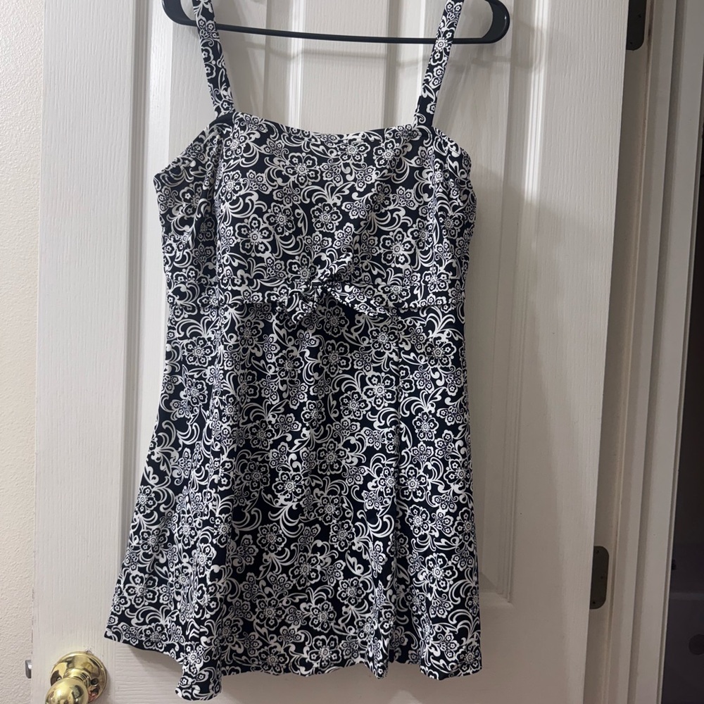 Black & White Floral One-Piece Swimdress